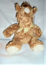 ANIMAL ALLEY Horse Pony plush Brown Tan toy Yellow Dot Bow 2000 VGC 11"
