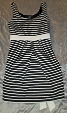 Dress Womens S XXI Forever 21 Sleeveless Fit & Flare Bow Zip Black White Striped