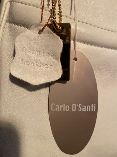 CARLO D'SANTI GENUINE LEATHER 2 HANDLE HANDBAG - WHITE COLOR - NEW - Picture 2 of 13