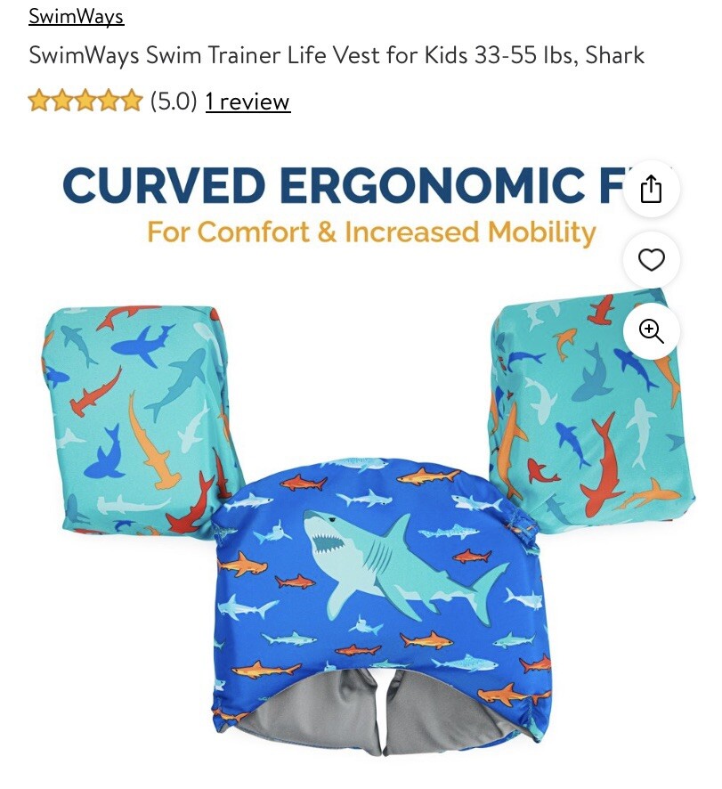Chaleco salvavidas Swim Trainer 33-55 lb. Niño tiburón SwimWays aprobado por la Guardia Costera de Estados Unidos