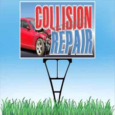 18"x24" COLLISION REPAIR Outdoor Yard Sign & Stake Sidewalk Lawn Auto Body Shop