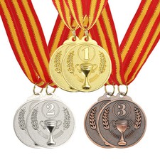 6Pcs 2 Inch Gold Silver Bronze Award Medals with Ribbon 1st 2nd 3rd Prize