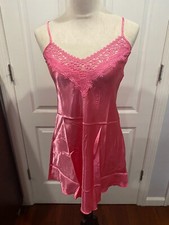 Women's Satin Nightgown Slip V Neck Coral Thin  Soft Sz S 13"Lx12"W