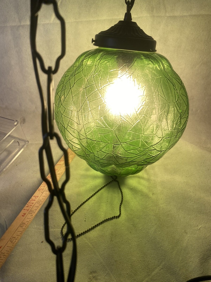 vintage green glass swag lamp