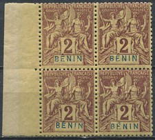 Benin 1893 2c Yv# 20 Block of 4 Mint Never Hinged MNH NH  