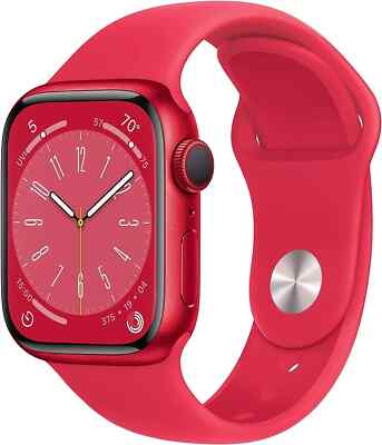 Apple Watch Series 8 41mm Aluminum Case with Sport Band - (PRODUCT)RED, S/M...