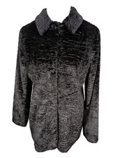 Fourteen Zero Wms Sz M Black Faux Fur Med Weight Coat Sh2