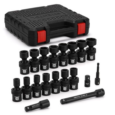 19pcs 1/2'' Drive Universal Impact Socket Set Swivel Socket With Flexible Wobble