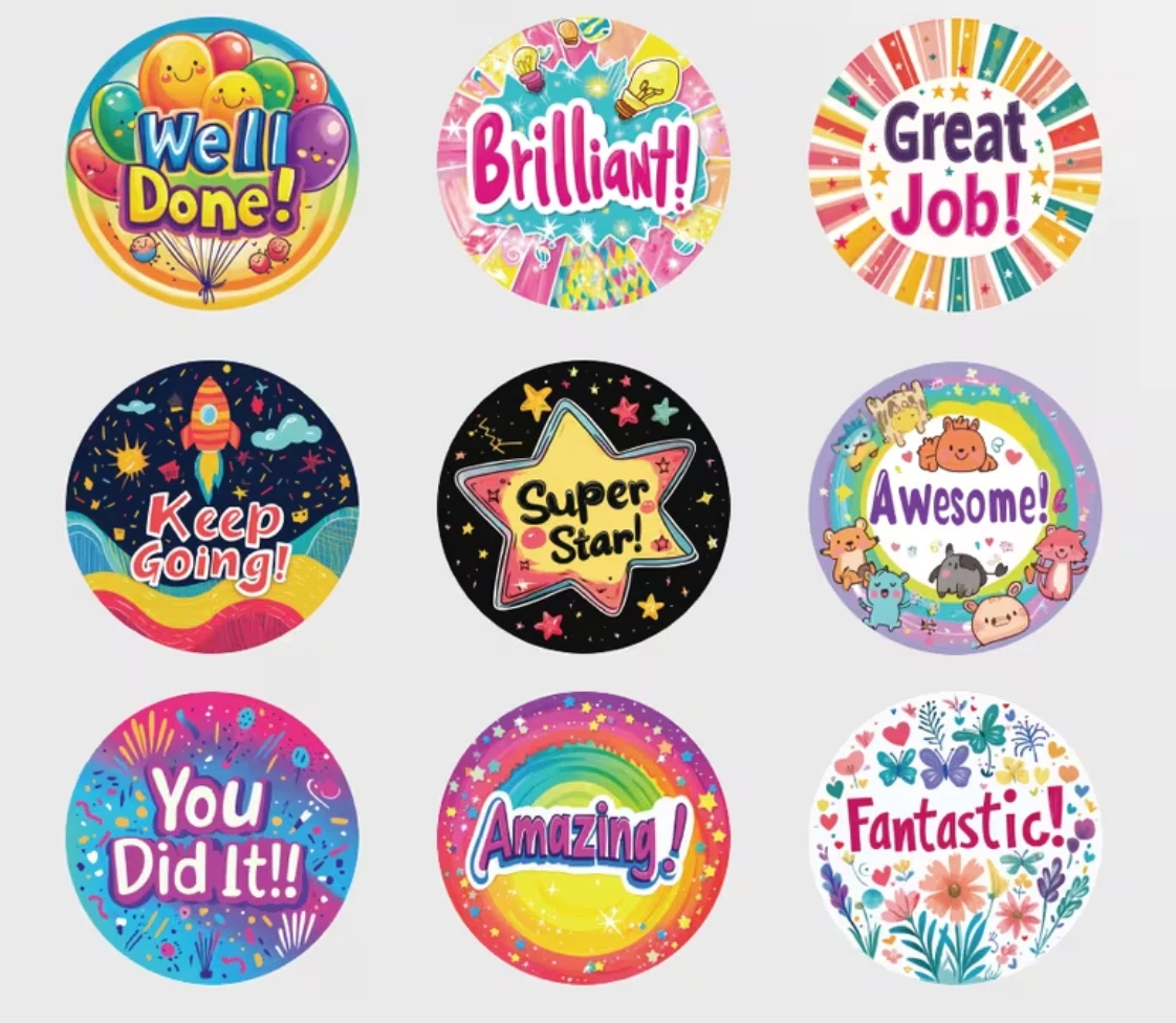 Positive Reward Teacher Merit Stickers 2.5cm 50/100pc Classroom Award Kids Party