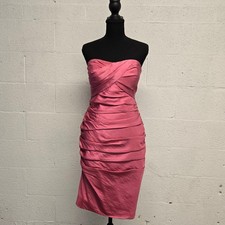 Bill Levkoff 592 Watermelon Pink Strapless Ruched Satin Dress Sample Size 10 NWT