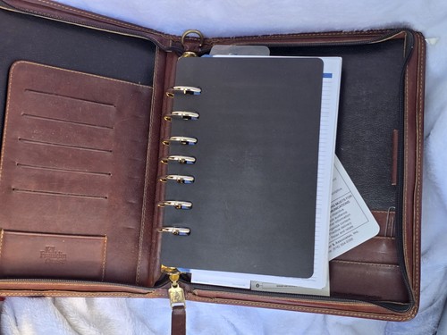 Vintage Franklin Quest Planner Organizer Leather Portfolio Zip - 7 Ring Binder - Picture 2 of 12
