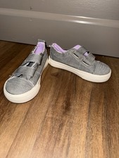 Blowfish Malibu Gray Canvas Low Top Baby Sneakers Hook Loop Strap Casual