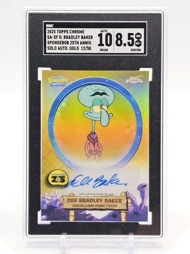 DEE BRADLEY BAKER 2025 TOPPS CHROME SPONGEBOB GOLD AUTO /50 SGC 8.5 Q5677