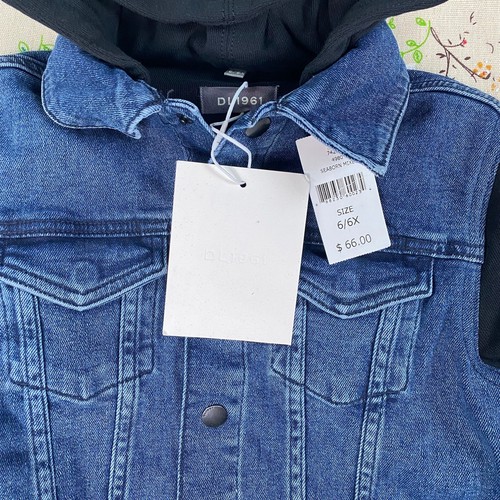 DL1961 Kids Denim Hooded Jacket Blue Black 6 / 6X Casual Sweater 100% Cotton - Picture 6 of 11