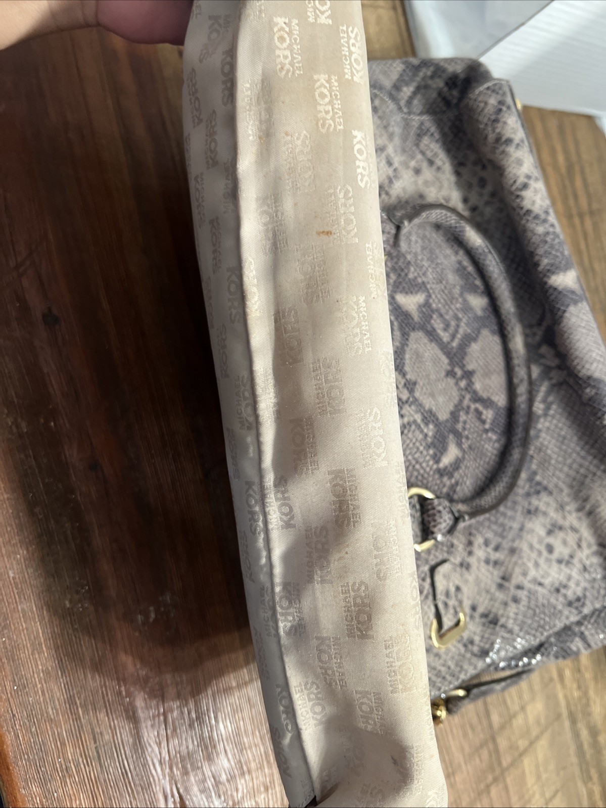 Michael Kors Hamilton python embossed large satch… - image 22