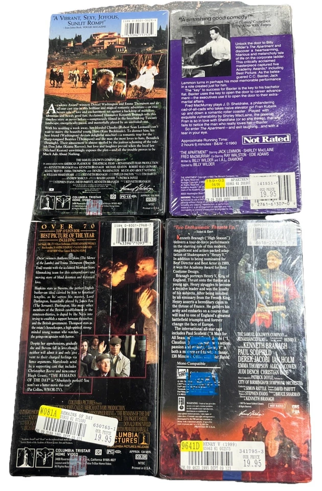 The Apartment Henry V, Remains Of The Day, Much Ado About Nothing Sealed VHS LOT Foto 3 de 4