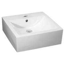 Bathroom Square Vessel Basin for Countertop Use, White Vitreous China, 470 mm
