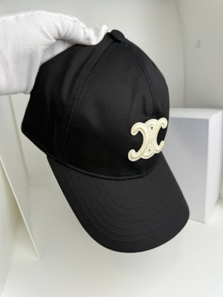 Celine Triomphe Black/Cream Adjustable Baseball Cap Women's Medium image 8
