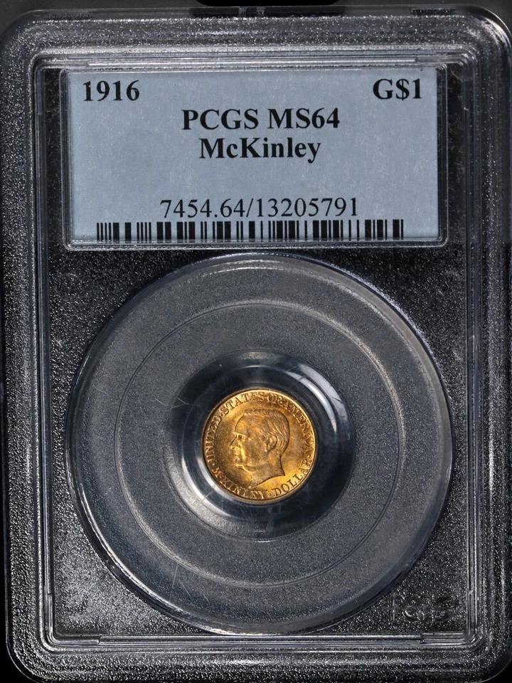 1916 McKinley Commemorative Gold $1 PCGS MS64 Great Eye Appeal Strong Strike - Image 3 of 4