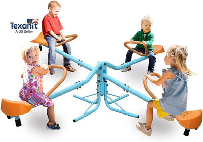 360 Degrees Rotating Teeter Totter Seesaw for Kids, 1-4 Person Metal Rocking See