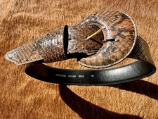 Vintage Y2K Python Genuine Snake Skin Belt Big Buckle Women  s Western 36  S/M