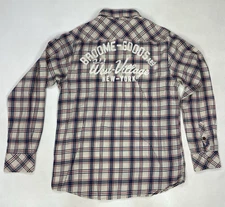 Scotch & Soda Chain Stitch Logo Plaid Shirt Men Slim Large Long Sleeve Pockets