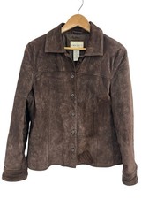 VTG Cherokee Chocolate Brown Button Front Suede Coat XL Y2K