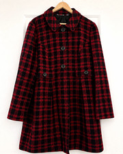 Lapt. 9 Red Black Plaid Peacoat Jacket Women ...