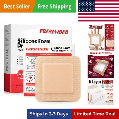 Silicone Foam Dressing with Adhesive Border   Wound Dressing Bandage   Silico...