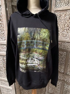 NEUF sweat-shirt capuche XL molleton noir flocage nymphéas CLAUDE MONET Giverny - Photo 1/4