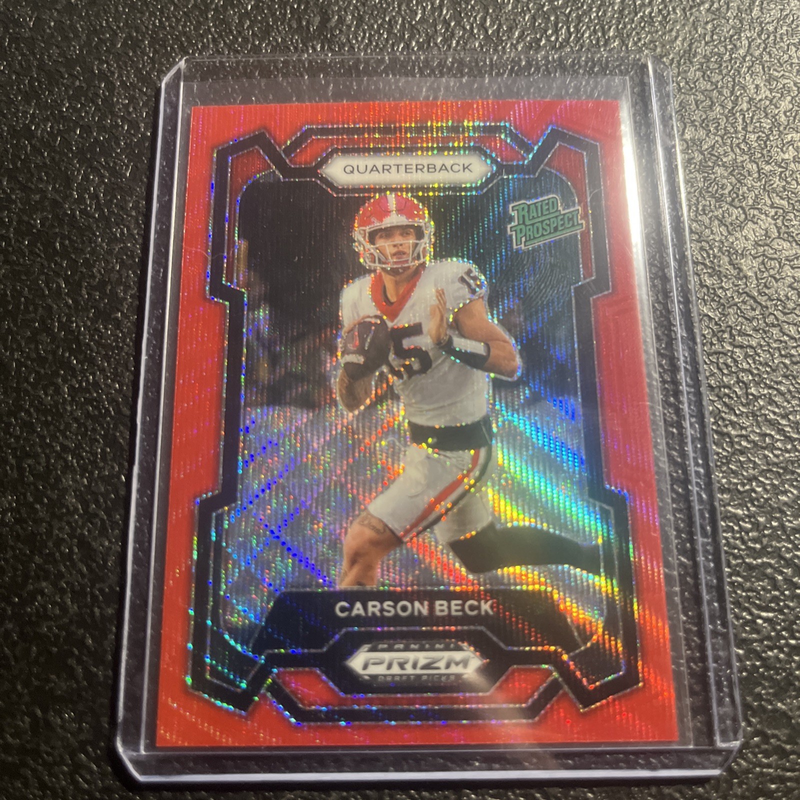 2024 Panini Prizm Draft Picks Carson Beck Red Ruby Wave #130 Georgia Bulldogs