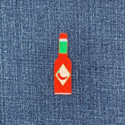 Hot Sauce Applique Patch - Embroidered Spicy Chili Pepper Badge 2'' (Iron On)