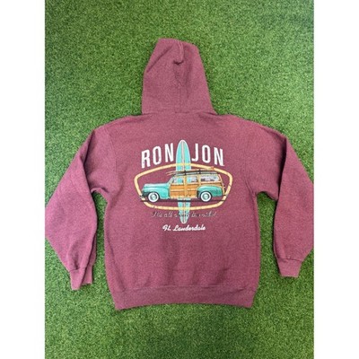 Ron Jon Surf Shop Ft Lauderdale Woodie Wagon Hoodie Maroon Burgundy Mens Medium