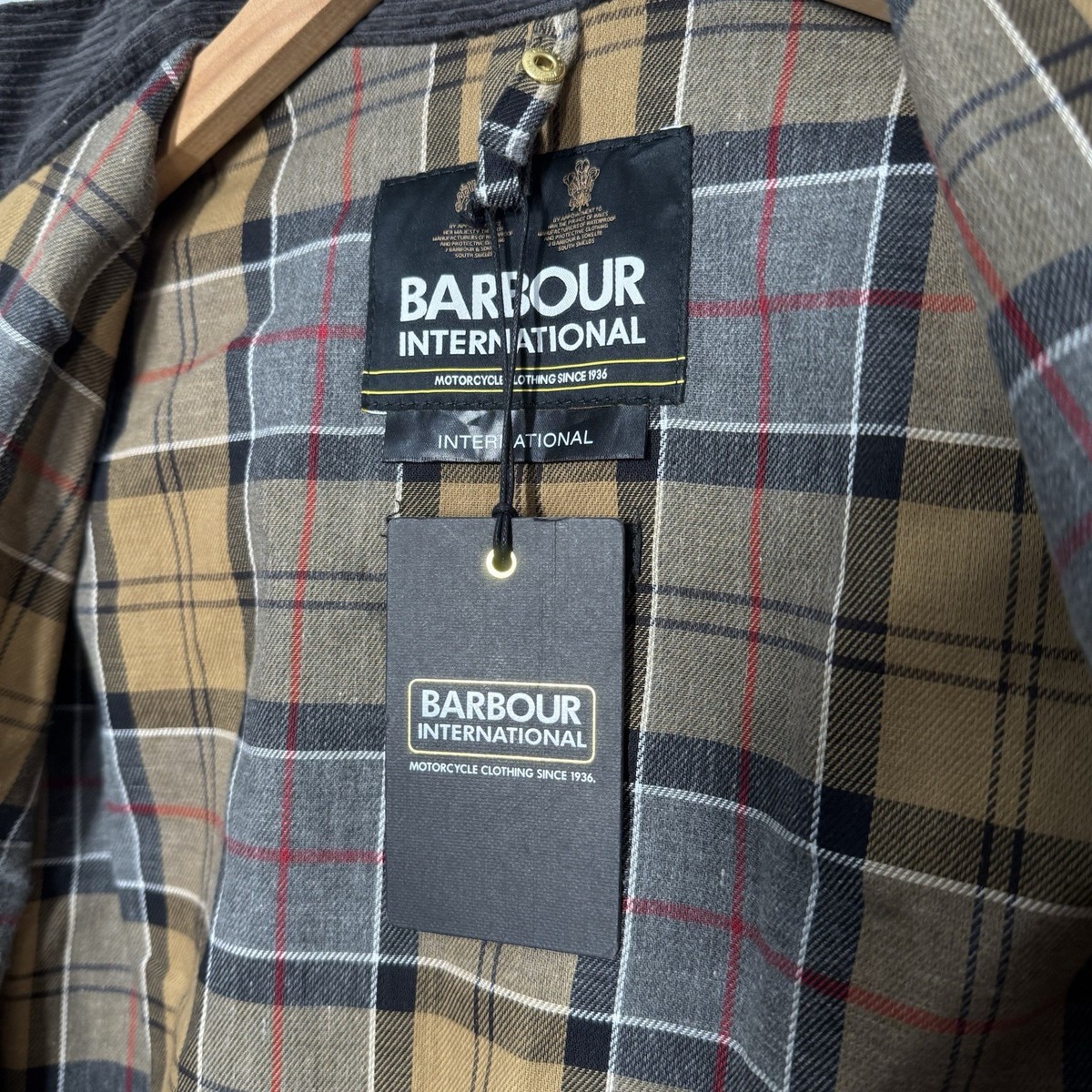 Barbour International Wax Jacket A7 Mens 36 XS Black Biker Belted