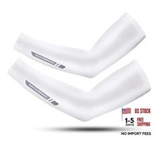 Sun Protection Arm Sleeves Cooling Running Golf Fishing Cycling Large White3
