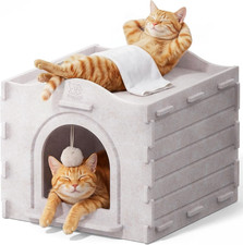 Cat Bed Cave for Indoor Cats: New Felt Cat Bed with Fluffy Ball Hanging, Foldabl