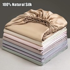 Mulberry Silk Fitted Bed Sheet with Elastic Band Luxury Mattress Cover Bed Cover