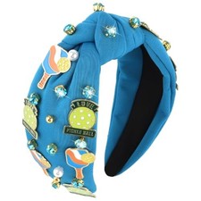 Yariew Pickleball Headbands for Women Knotted Headband with Crystals Pearls