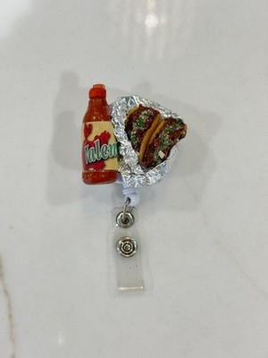 Mexican Retractable Badge Lanyard Tacos y Valentina badge Reel