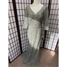 MGNY by Madeline Garner Charcoal Beaded Sequin Gown Style 72933 US Size 6