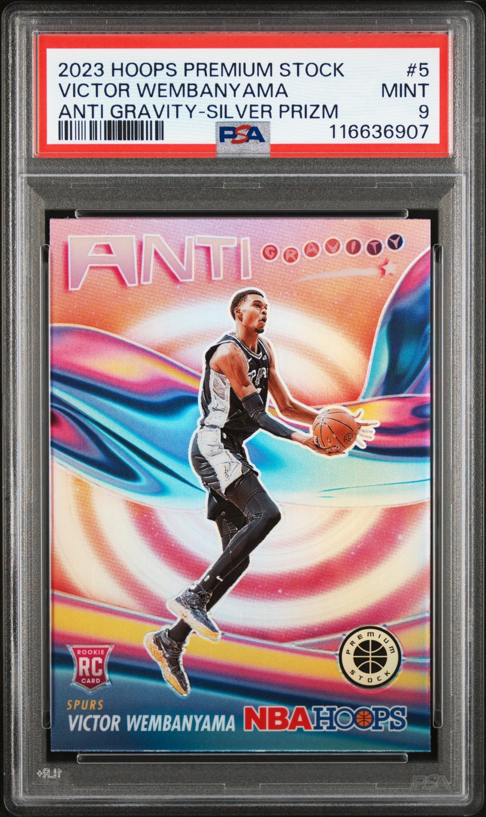 2023 PANINI HOOPS PREMIUM STOCK ANTI GRAVITY #5 VICTOR WEMBANYAMA PSA 9