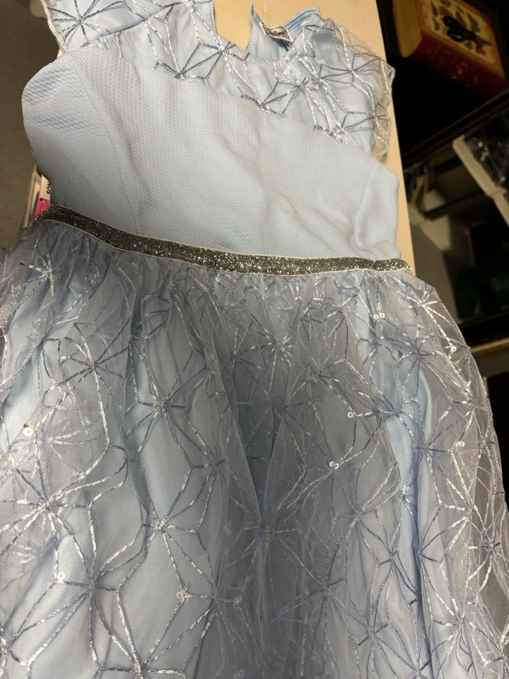 Vestido Patinador Disney D-Firmado Frozen 2 Elsa Niñas Azul Encaje Forrado Talla Mediana Foto 2 de 3