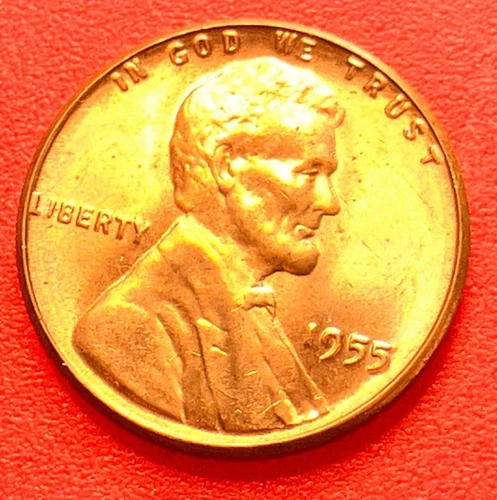 1955-P Lincoln Wheat Cent Penny GEM RED BU From an Original Bank Roll