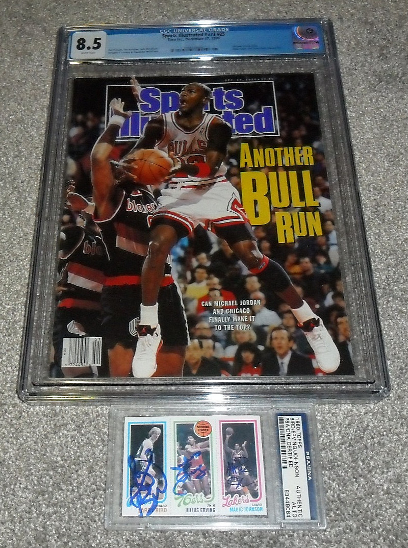 1980 Topps Bird Magic Erving HOF RC AUTO PSA/DNA SIGNED AUTHENTIC & CGC JORDAN 8 view 4