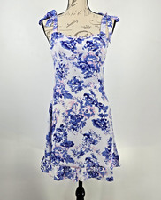Aqua Women's Size Small Sky Blue Floral Ruffled Shoulder Tie Dress NWT