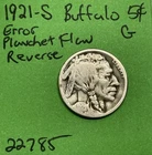 1921-S Buffalo 🦬 Indian Head Nickel 5c Good Error Planchet Flaw Reverse