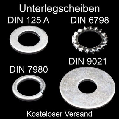 Unterlegscheiben verzinkt M5 M6 M8 M10 M12 M14 M16 - DIN 6798A, 9021, 7980, 125A