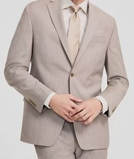 Michael Kors Men's Beige Classic-Fit Wool-Blend Stretch Suit Jacket Size 42R