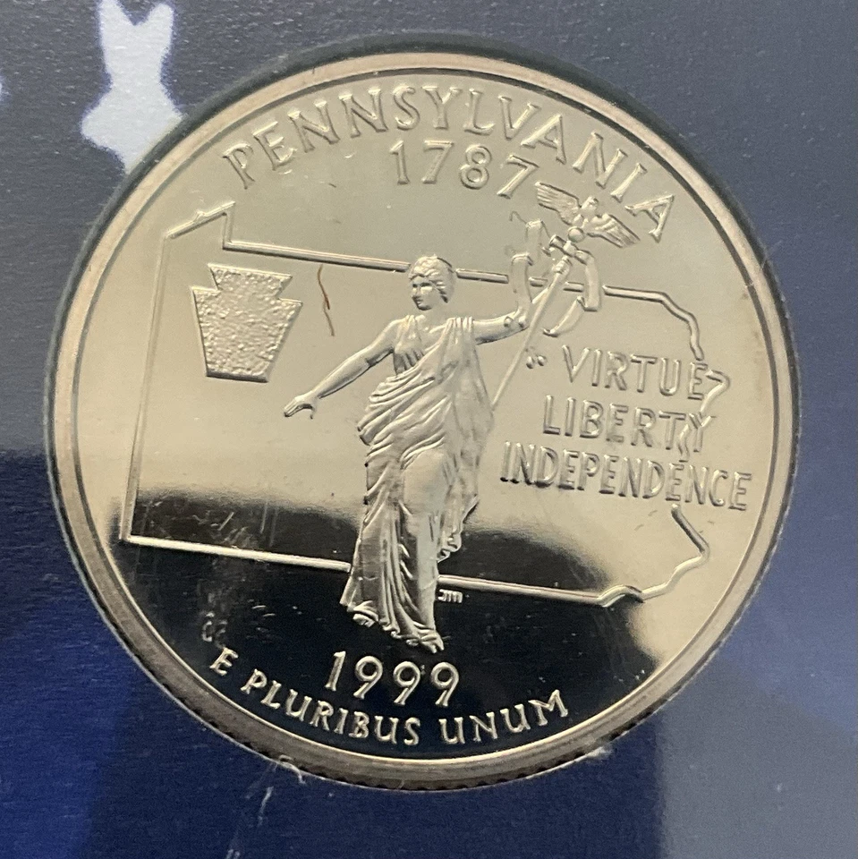 State Quarter, Pennsylvania 1999, Prestine Mint Uncirculated Condition S Minted. - Image 2 of 4