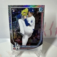 2025 Bowman Chrome Roki Sasaki RC Mojo Refractor Mega Box Parallel Rookie Card